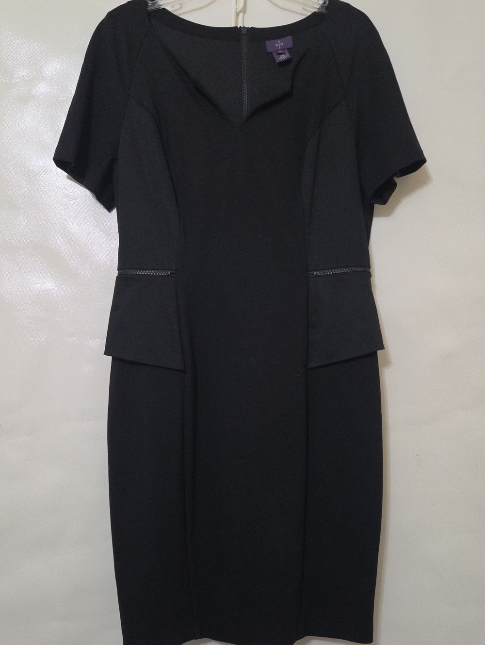 NYDJ Women's Black Peplum Sheath Dress Lift Tuck Technology - Size 14